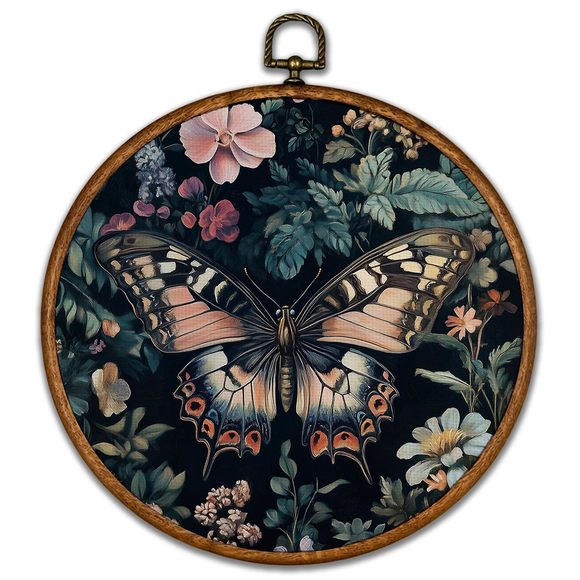 Vintage Butterfly Round Wall Art Decor - Retro Insect Floral Wall Art Canvas🤚 - Picture 1 of 7
